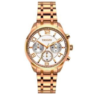 ΡΟΛΟΙ BREEZE 212211.4 BREEZE Myrina Crystals Chronograph Rose Gold Stainless Steel Bracelet