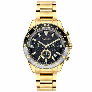 ΡΟΛΟΙ BREEZE 212331.2 BREEZE Defacto Dual Time Gold Stainless Steel Bracelet