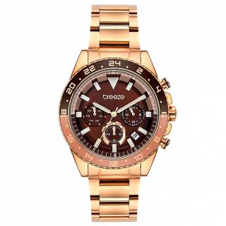 ΡΟΛΟΙ BREEZE 212331.6 BREEZE Defacto Dual Time Rose Gold Stainless Steel Bracelet