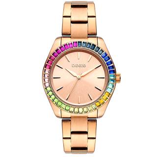 ΡΟΛΟΙ BREEZE 212411.4 BREEZE Prismatic Crystals Rose Gold Stainless Steel Bracelet