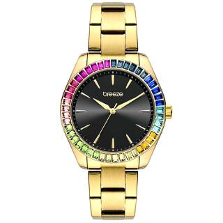 ΡΟΛΟΙ BREEZE 212411.6 BREEZE Prismatic Crystals  Gold Stainless Steel Bracelet