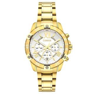 ΡΟΛΟΙ BREEZE 212441.1 BREEZE Spectacolo Swarovski Chronograph Gold Stainless Steel Bracelet