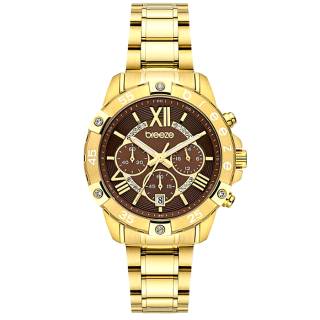 ΡΟΛΟΙ BREEZE 212441.8 BREEZE Spectacolo Swarovski Chronograph Gold Stainless Steel Bracelet