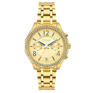 ΡΟΛΟΙ BREEZE  212451.2 BREEZE Crystal Swarovski Dual Time Gold Stainless Steel Bracelet