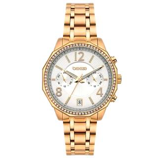 ΡΟΛΟΙ BREEZE  212451.4 BREEZE Crystal Swarovski Dual Time Rose Gold Stainless Steel Bracelet