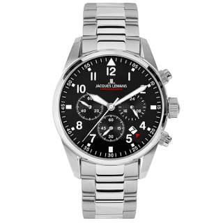 Ρολόι Jacques LEMANS 42-2C Jacques LEMANS Chronograph Silver Stainless Steel Bracelet