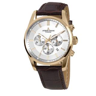 Ρολόι Jacques LEMANS 42-6D Jacques LEMANS Chronograph Brown Leather Strap