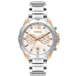 ΡΟΛΟΙ BREEZE 612281.1 BREEZE Prestinia Swarovski Chronograph Silver Stainless Steel Bracelet