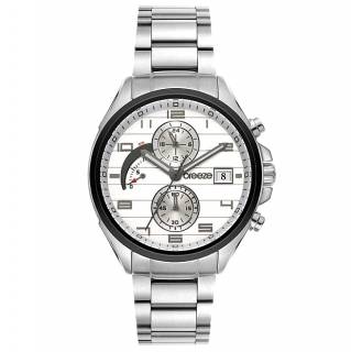 ΡΟΛΟΙ BREEZE 612302.1  BREEZE Nocturna Chronograph Silver Stainless Steel Bracelet