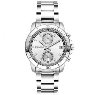 ΡΟΛΟΙ BREEZE 612391.1 BREEZE Sparkly Crystals Chronograph Silver Stainless Steel Bracelet