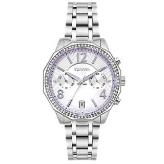 ΡΟΛΟΙ BREEZE  612451.2 BREEZE Crystal Swarovski Dual Time Silver Stainless Steel Bracelet