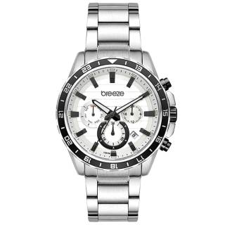 ΡΟΛΟΙ BREEZE  612462.1 BREEZE Chronium Dual Time Silver Stainless Steel Bracelet