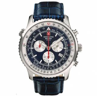 ΡΟΛΟΙ SWISS ALPINE MILITARY SAM7078.9535 SWISS ALPINE MILITARY Spirit Chronograph  Blue Leather Strap