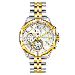 ΡΟΛΟΙ BREEZE 712191.2 BREEZE Empressa Crystals Chronograph Two Tone Stainless Steel Bracelet