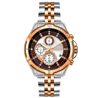 ΡΟΛΟΙ BREEZE 712191.6 BREEZE Empressa Crystals Chronograph Two Tone Stainless Steel Bracelet