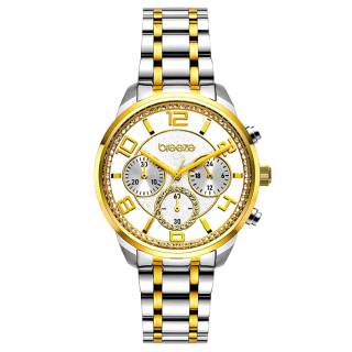 ΡΟΛΟΙ BREEZE 712211.2  BREEZE Myrina Crystals Chronograph Two Tone Stainless Steel Bracelet