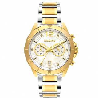 ΡΟΛΟΙ BREEZE 712281.2 BREEZE Prestinia Swarovski Chronograph Two Tone Stainless Steel Bracelet