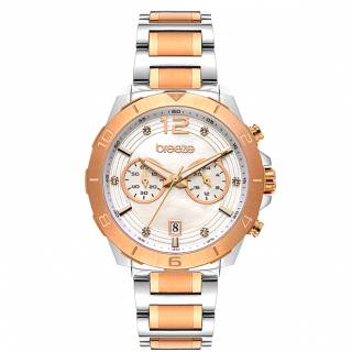 ΡΟΛΟΙ BREEZE 712281.6 BREEZE Prestinia Swarovski Chronograph Two Tone Stainless Steel Bracelet