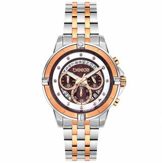 ΡΟΛΟΙ BREEZE 712311.5 BREEZE Divinia Crystals Chronograph Two Tone Stainless Steel Bracelet