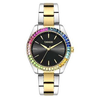 ΡΟΛΟΙ BREEZE 712411.6 BREEZE Prismatic Crystals Two Tone Stainless Steel Bracelet