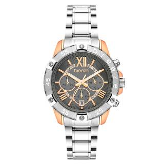 ΡΟΛΟΙ BREEZE 712441.5 BREEZE Spectacolo Swarovski Chronograph Silver Stainless Steel Bracelet