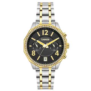 ΡΟΛΟΙ BREEZE  712451.2 BREEZE Crystal Swarovski Dual Time Two Tone Stainless Steel Bracelet