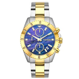 ΡΟΛΟΙ BREEZE  712461.3 BREEZE Obsession Swarovski Chronograph Two Tone Stainless Steel Bracelet