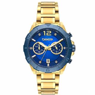 ΡΟΛΟΙ BREEZE 812281.2 BREEZE Prestinia Swarovski Chronograph Gold Stainless Steel Bracelet