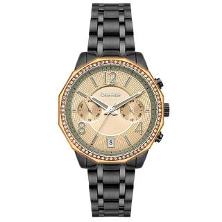 ΡΟΛΟΙ BREEZE  812451.2 BREEZE Crystal Swarovski Dual Time Black Stainless Steel Bracelet