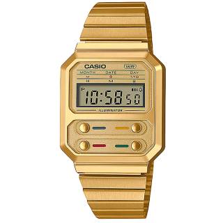 ΡΟΛΟΙ  CASIO A-100WEG-9AEF CASIO Vintage Gold Stainless Steel Bracelet