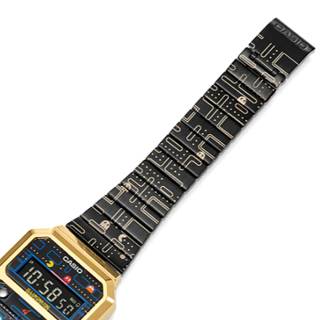 ΡΟΛΟΙ  CASIO A-100WEPC-1BER CASIO Vintage Pac-Man And Bandai Namco Entertainment Inc. Black Stainless Steel Bracelet