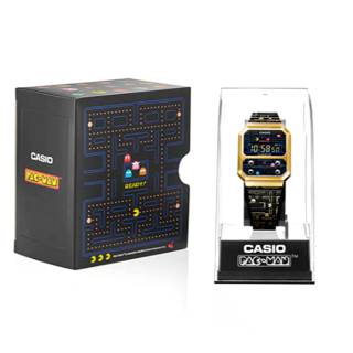 ΡΟΛΟΙ  CASIO A-100WEPC-1BER CASIO Vintage Pac-Man And Bandai Namco Entertainment Inc. Black Stainless Steel Bracelet