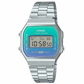 ΡΟΛΟΙ  CASIO  A-168WER-2AEF CASIO Vintage Chronograph Silver Stainless Steel Bracelet