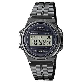 ΡΟΛΟΙ  CASIO    A-171WEGG-1AEF CASIO Vintage Chronograph Black Stainless Steel Bracelet