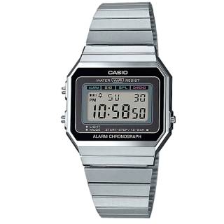 ΡΟΛΟΙ CASIO  A-700WE-1AEF CASIO Collection Chronograph Silver Stainless Steel Bracelet