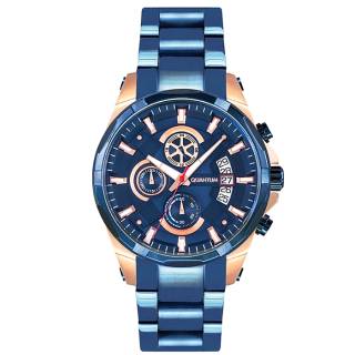 ΡΟΛΟΙ QUANTUM  ADG497.990 QUANTUM Adrenaline Chronograph Blue Stainless Steel Bracelet