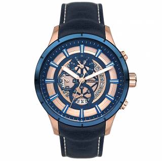 ΡΟΛΟΙ QUANTUM  ADG538.899 QUANTUM Chronograph Blue Leather Strap