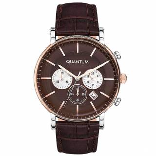 ΡΟΛΟΙ QUANTUM  ADG578.542 QUANTUM Chronograph Brown Leather Strap