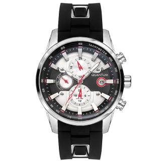 ΡΟΛΟΙ QUANTUM  ADG678.331 QUANTUM Dual Time Black Silicone Strap