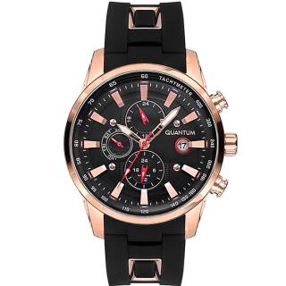 ΡΟΛΟΙ QUANTUM  ADG678.451 QUANTUM Adrenaline Dual Time Black Silicone Strap