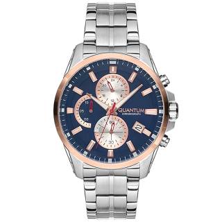 ΡΟΛΟΙ QUANTUM  ADG690.590  QUANTUM Adrenaline Chronograph Silver Stainless Steel Bracelet