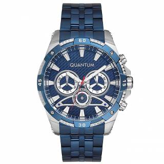 ΡΟΛΟΙ QUANTUM  ADG691.990 QUANTUM Adrenaline Chronograph Blue Stainless Steel Bracelet