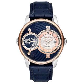 ΡΟΛΟΙ QUANTUM  ADG737.599 QUANTUM Adrenaline Dual Time Blue Leather Strap