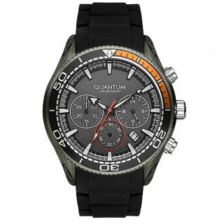 ΡΟΛΟΙ QUANTUM  ADG743.051 QUANTUM Adrenaline Chronograph Black Silicone Strap