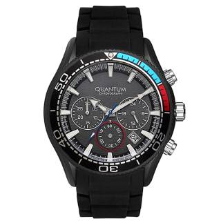 ΡΟΛΟΙ QUANTUM  ADG743.651  QUANTUM Adrenaline Chronograph Black Silicone Strap