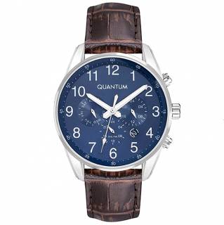 ΡΟΛΟΙ QUANTUM  ADG978.392 QUANTUM Dual Time Brown Leather Strap