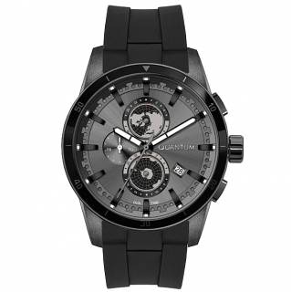 ΡΟΛΟΙ QUANTUM  ADG991.051 QUANTUM Dual Time Black Silicone Strap