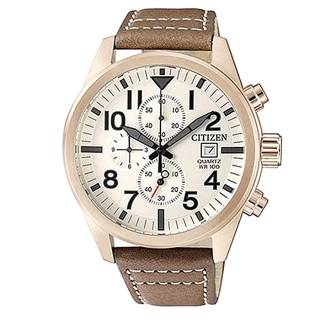 ΡΟΛΟΙ CITIZEN AN3623-02A CITIZEN Mens Chronograph Brown Leather Strap