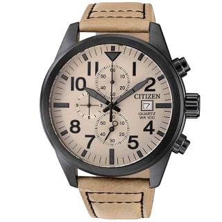 ΡΟΛΟΙ CITIZEN AN3625-07X CITIZEN Mens Chronograph Beige Leather Strap