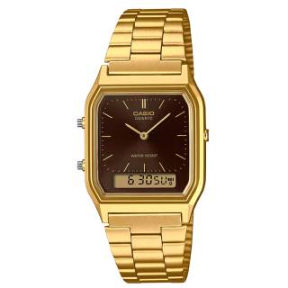 ΡΟΛΟΙ CASIO  AQ-230GA-5AMQYES CASIO Vintage Dual Time Chronograph Gold Stainless Steel Bracelet